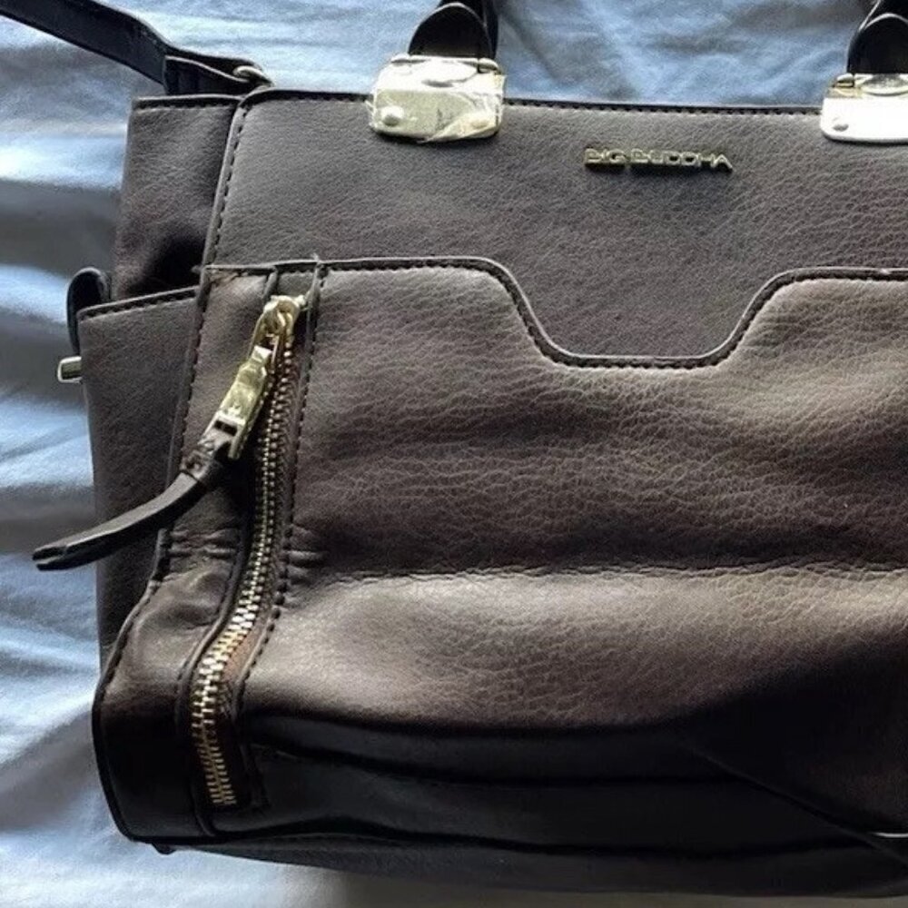 Big Buddha Brown Handbag Crossbody Dark Brown Purse Gold Tone Hardware